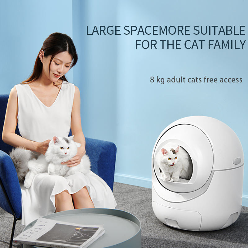 Smart Cat Litter Tray with Fully Automatic Large Capacity App Controlled Easy Clean Plastic Enclosed Popular Cat Litter Box