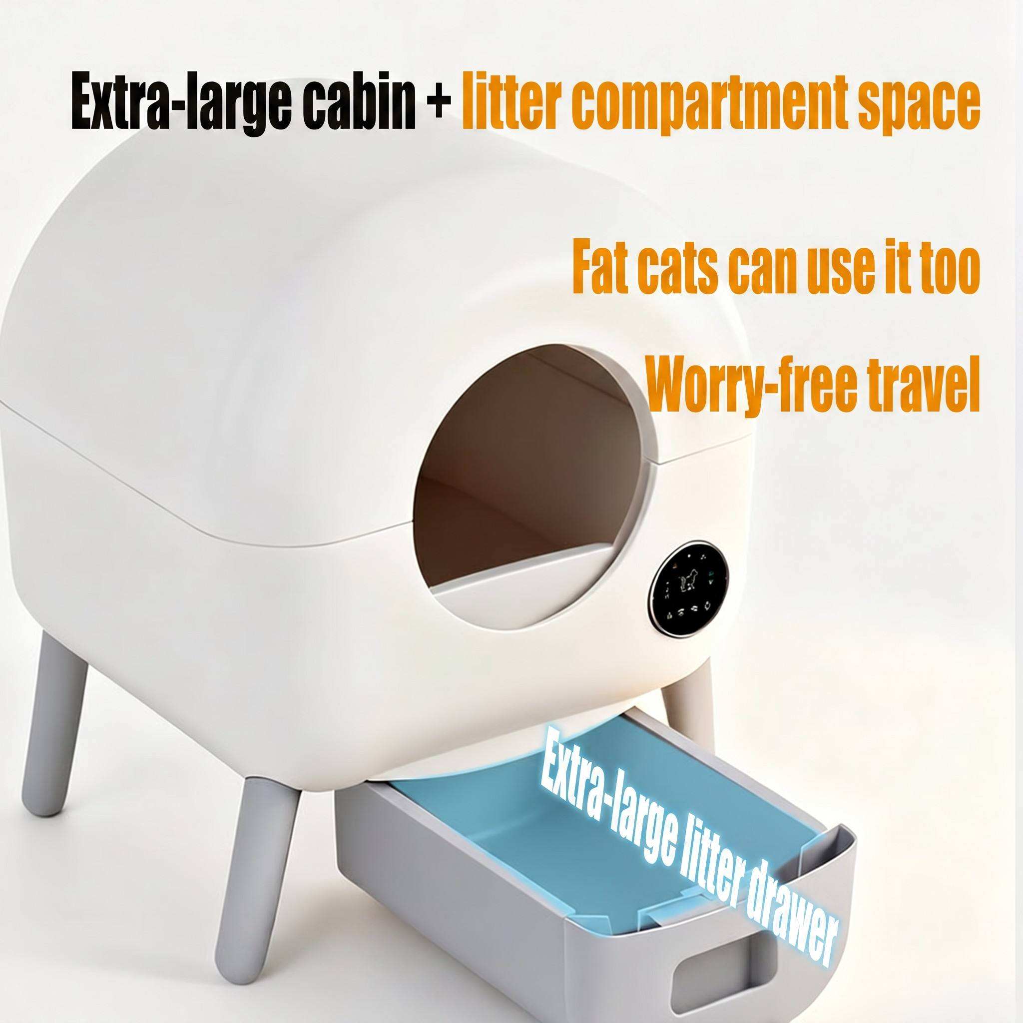 Automatic Deodorizing Self-Cleaning Extra Large Round Enclosed Smart Cat Litter Box with Odor Control for Multiple Cats