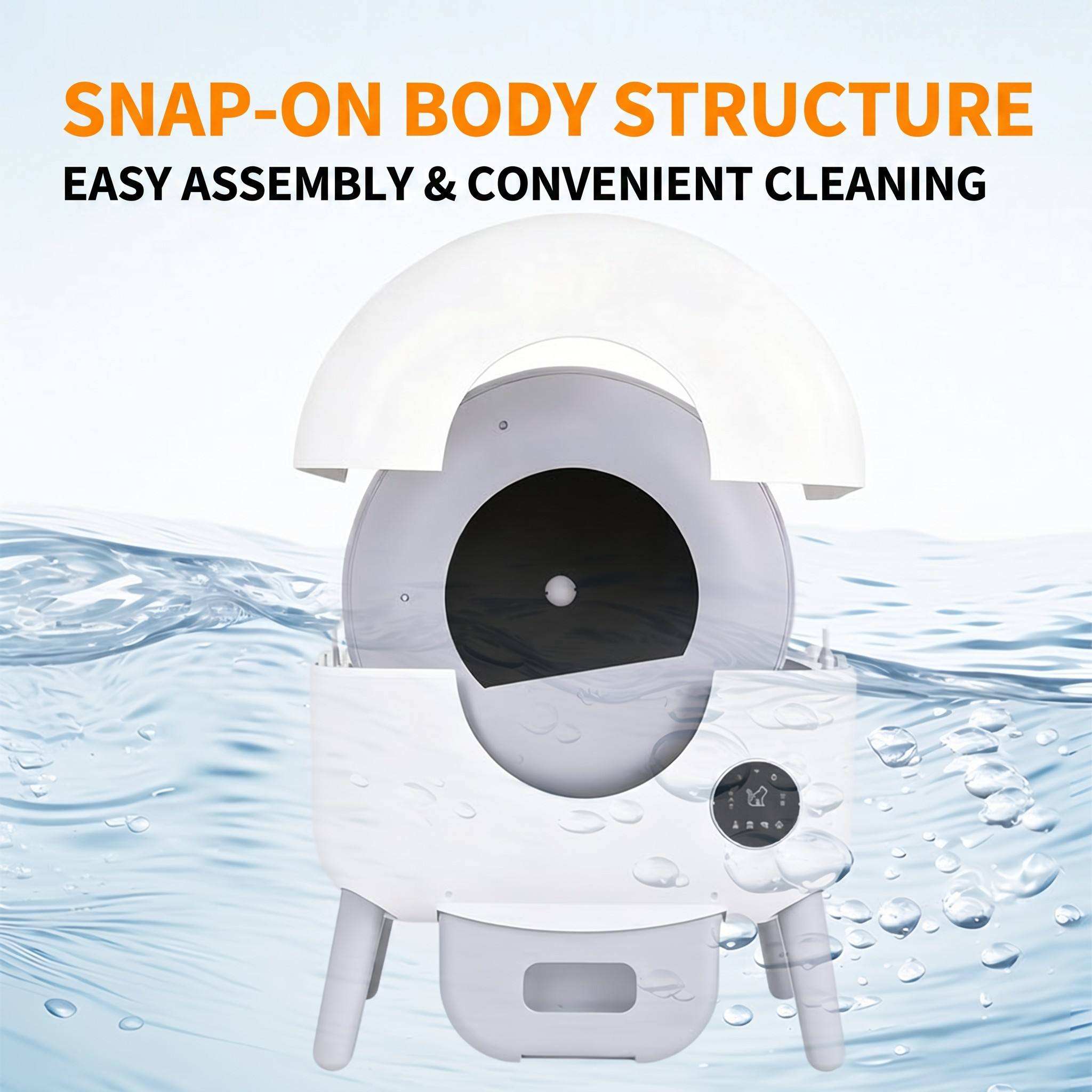 Automatic Deodorizing Self-Cleaning Extra Large Round Enclosed Smart Cat Litter Box with Odor Control for Multiple Cats