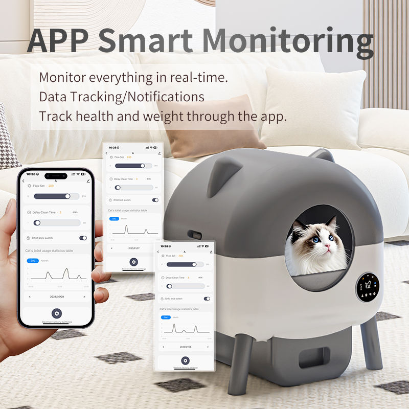 Customized Automatic Cat Litter Box Smart App Control Self Cleaning Litter Box Fully Enclosed Pet Toilet Cat Litter Box