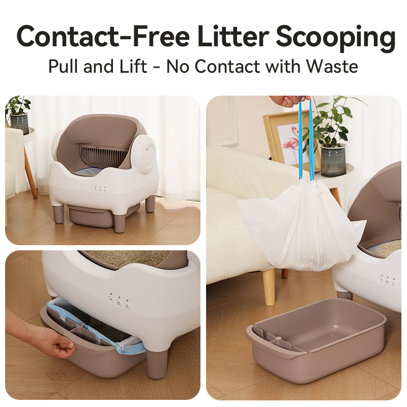 Self Cleaning Litter Box Smart Automatic Cat Toilet Open-Top Design App Control Dual Safety Sensors Odor Control