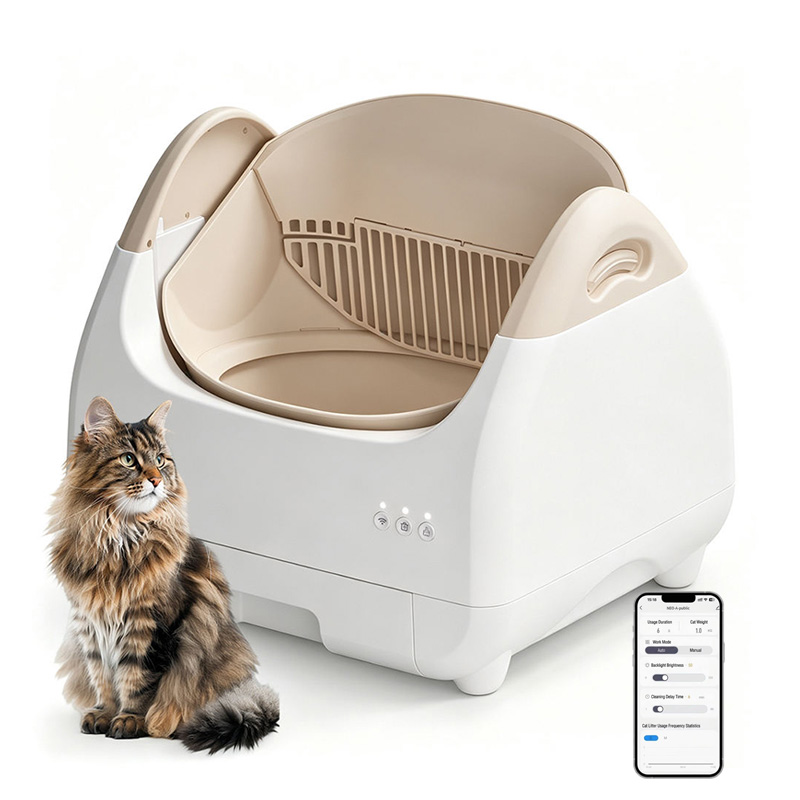New Design Easy to Use Smart Automatic Plastic Cat Litter Box with Self-Cleaning Easy Clean Odor Control for Multiple Cats